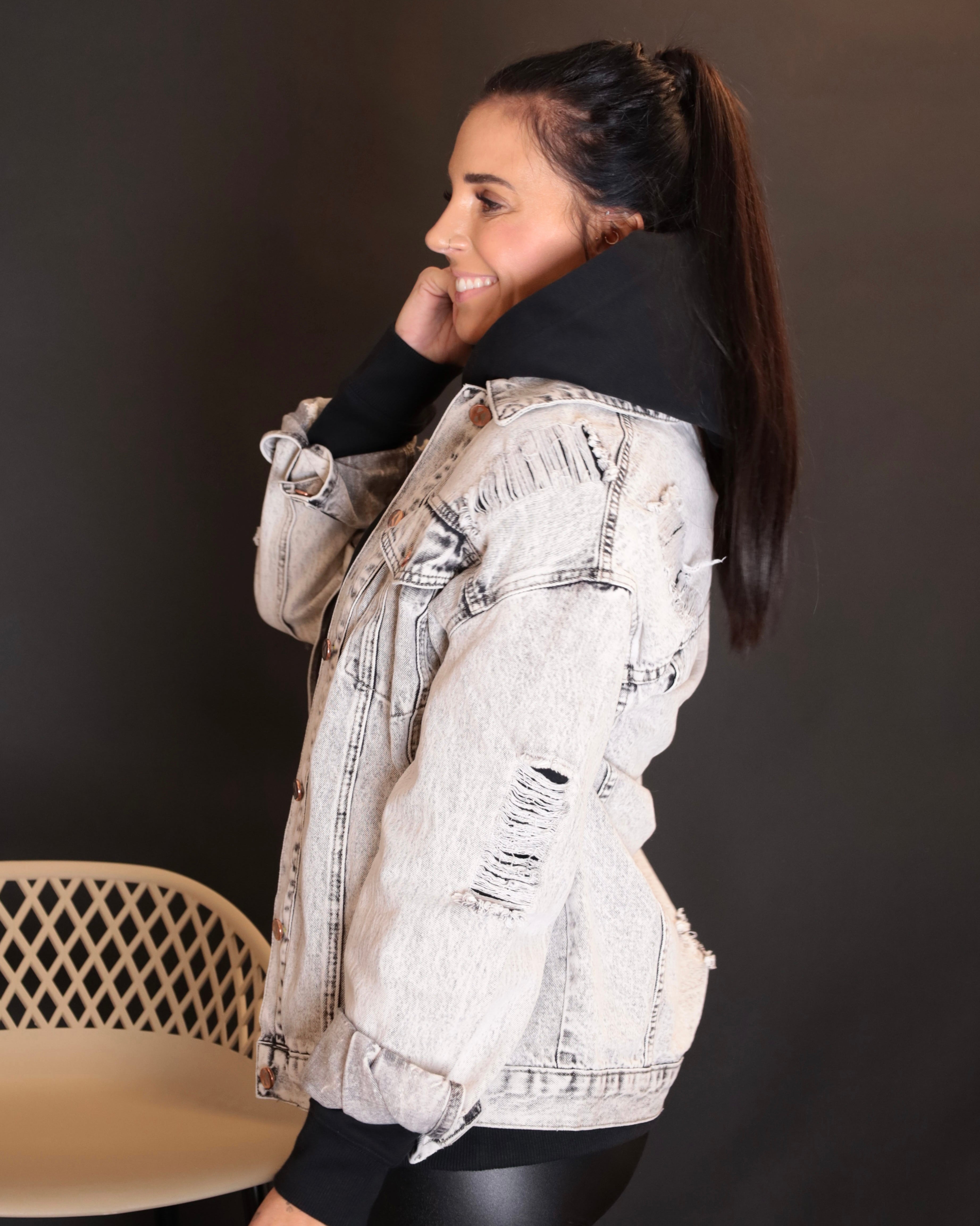 Oversize Jeansjacke - Asphalt